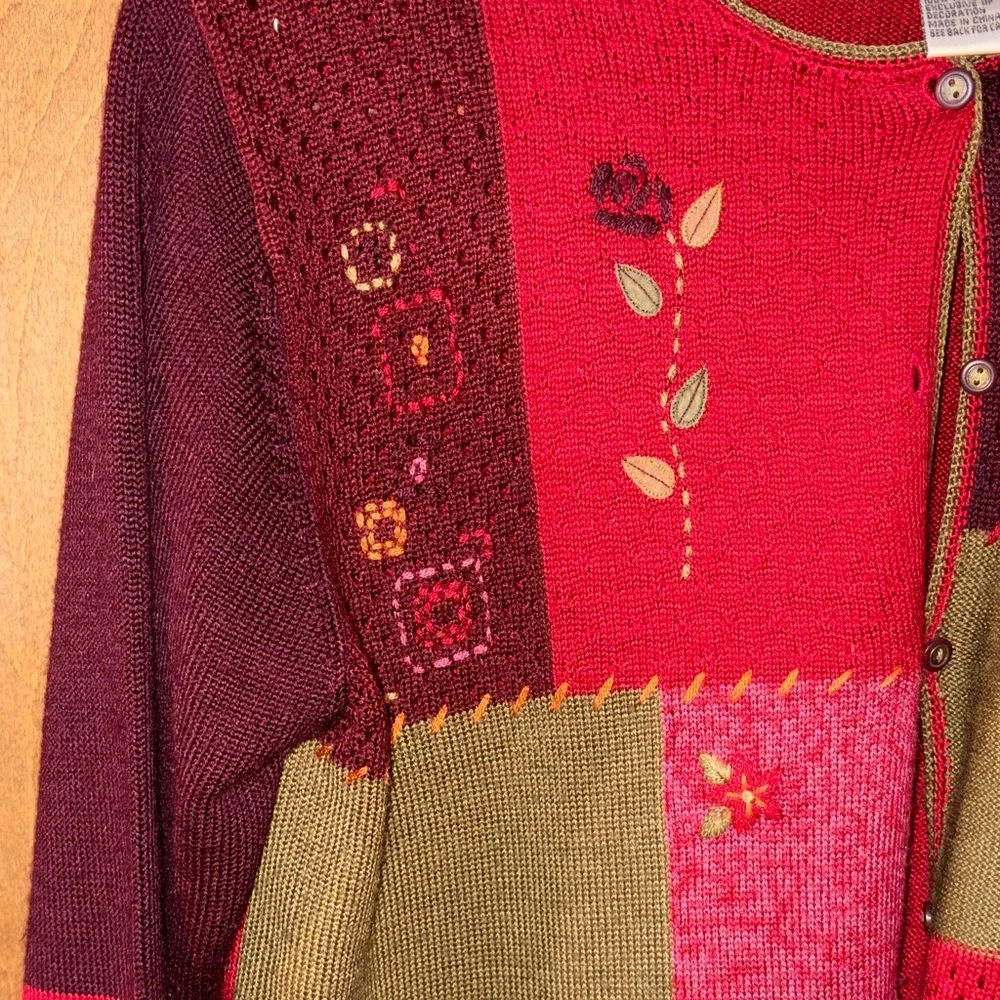 Coldwater Creek Multicolor Patchwork Cardigan-Medium - Picture 5 of 9